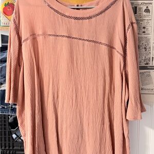 Elegant Peach Blouse with Delicate Detailing